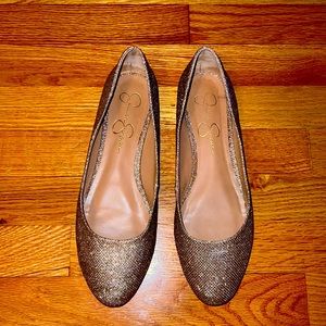 Sparkle gold and silver Jessica Simpson ballet flats, 9.5; 9 and a half